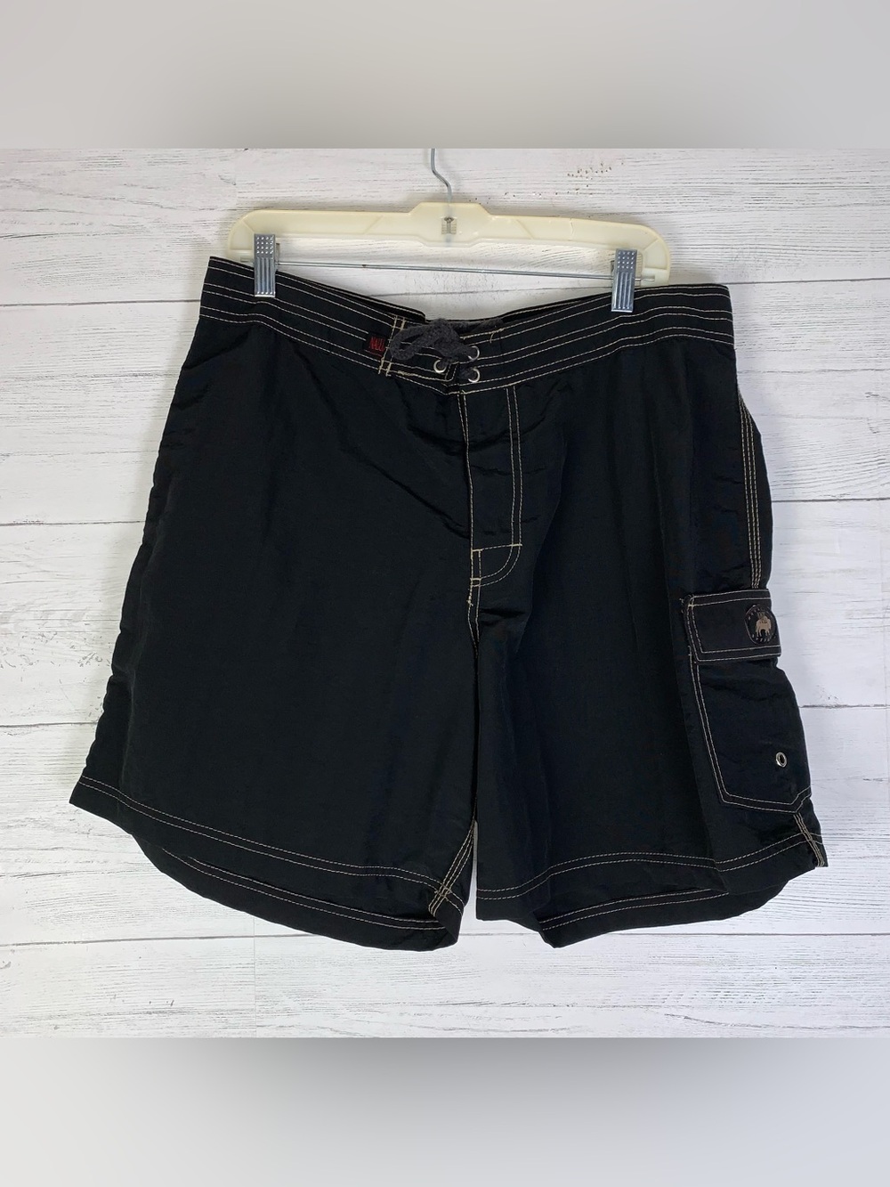 Vintage Nalu wave surf hawaiian buffalo shorts black size 38
